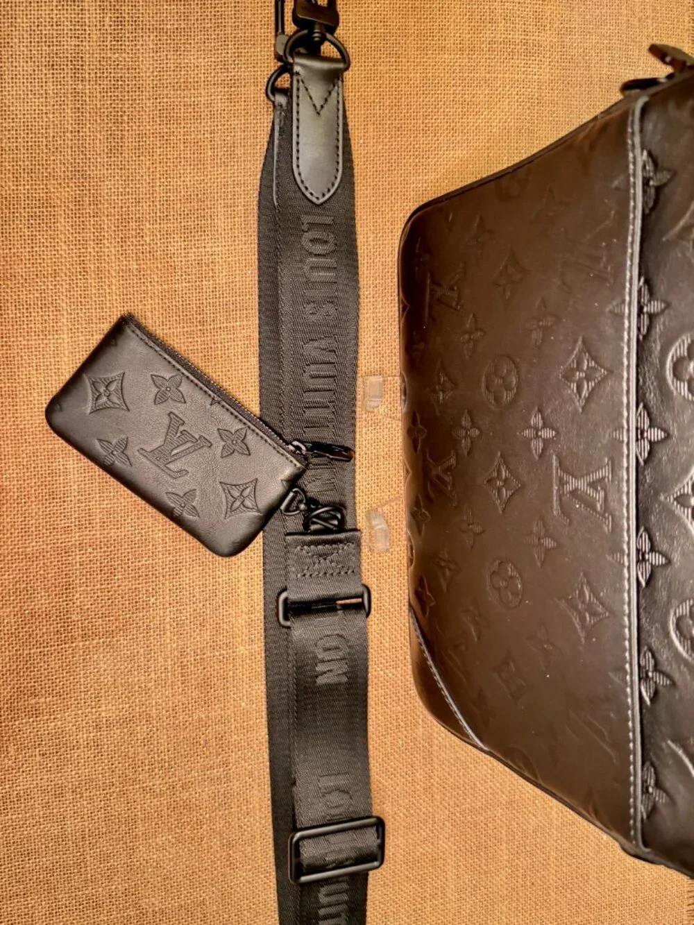 Louis Vuitton Trio Messenger Bag — Black Monogram Shadow Leather | 3-Piece Set